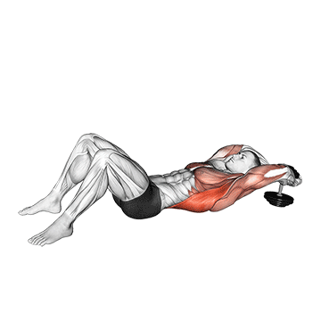 Exercise demonstration of a dumbbell pullover on the floor